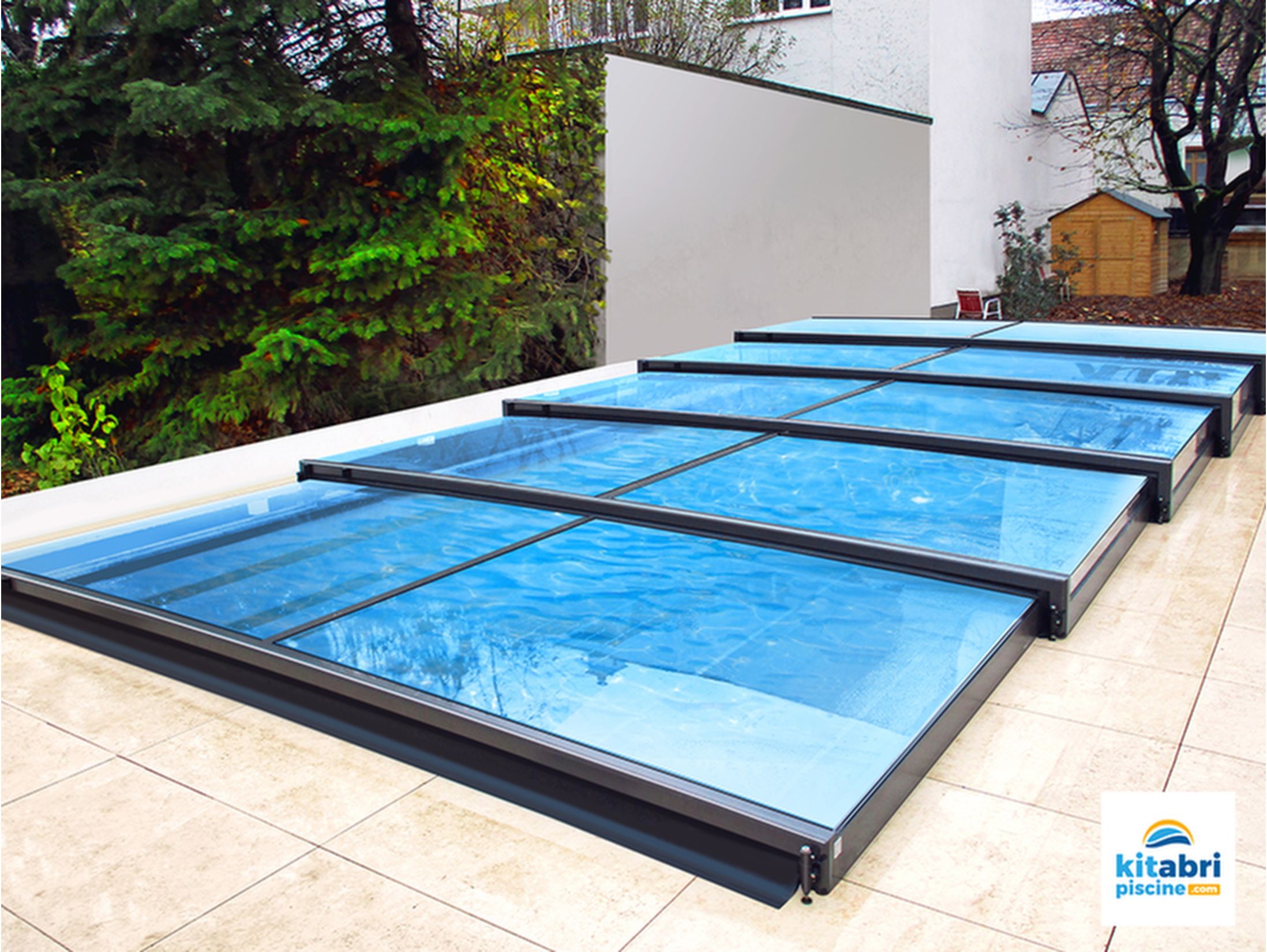 Abri de piscine bas hauteur 18 cm