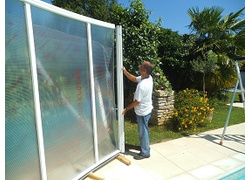 Assemblage abri de piscine sans rail